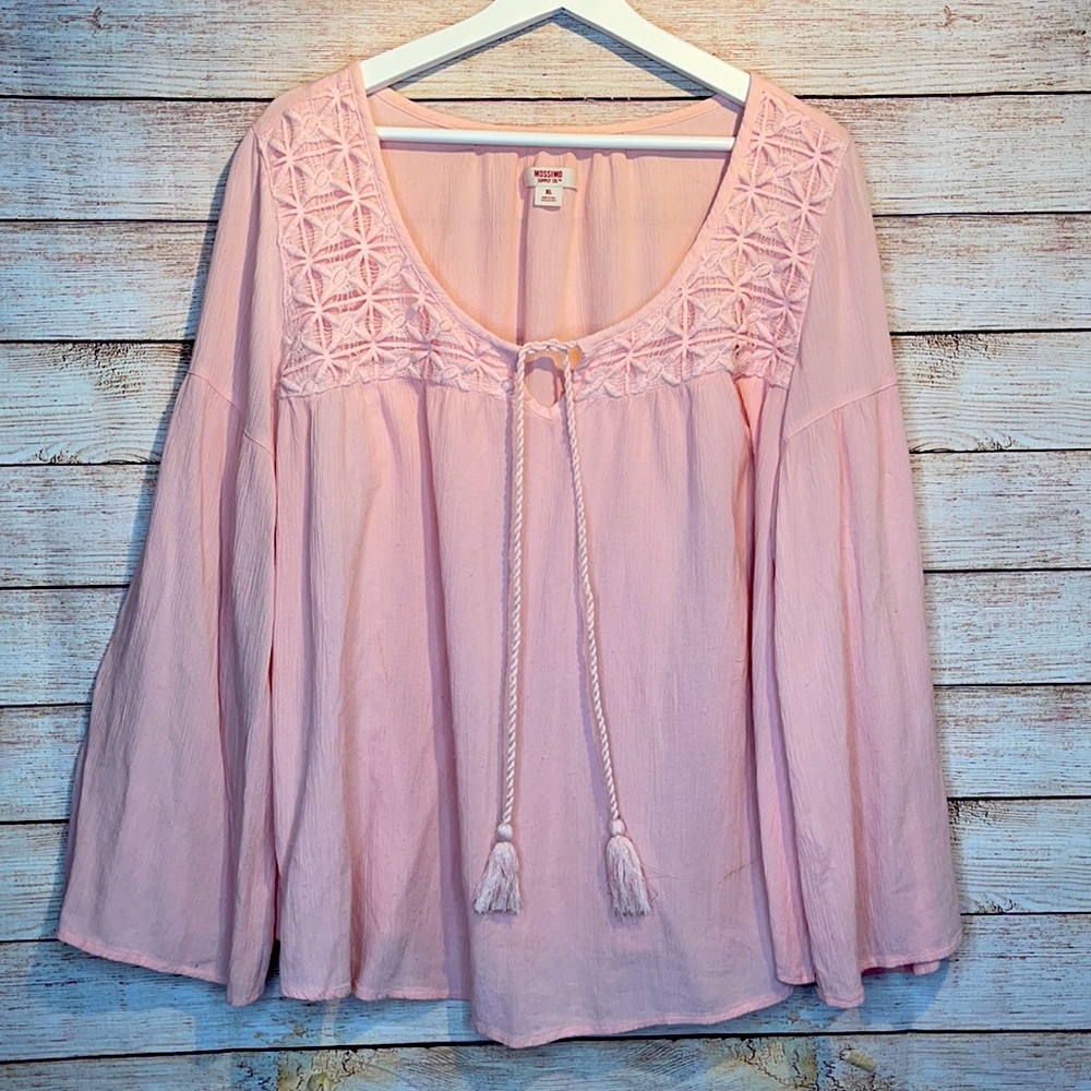 Lovely pale Pink pheasant blouse - XL